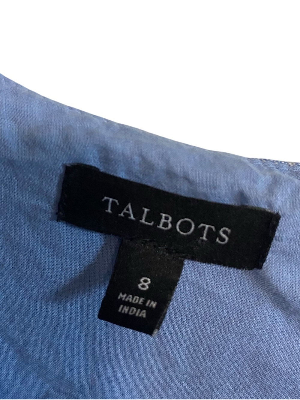 Talbots Chambray Floral Sleeveless Embroidered Linen Shift Dress Size 8 - Picture 5 of 7